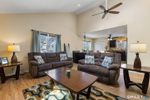 a living room with furniture
