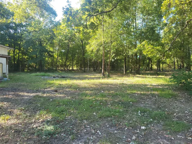 a view of outdoor space with garden and trees