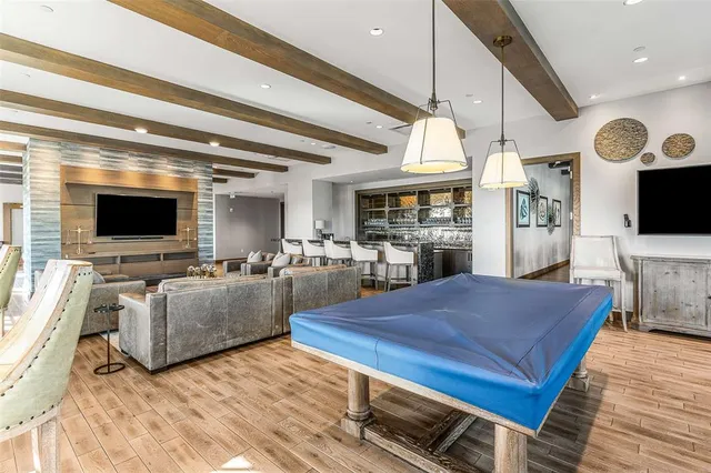 a view of terrace with wooden floor