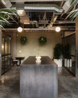 a view of a porch with wooden floor