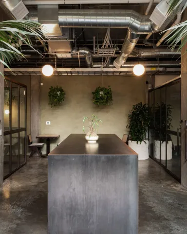 a view of a porch with wooden floor