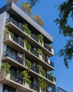 a view of a building with a garden