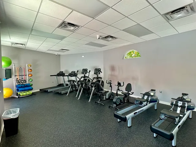 a view of a room with gym equipment