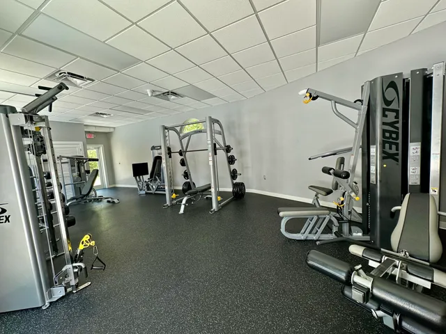 a view of a room with gym equipment