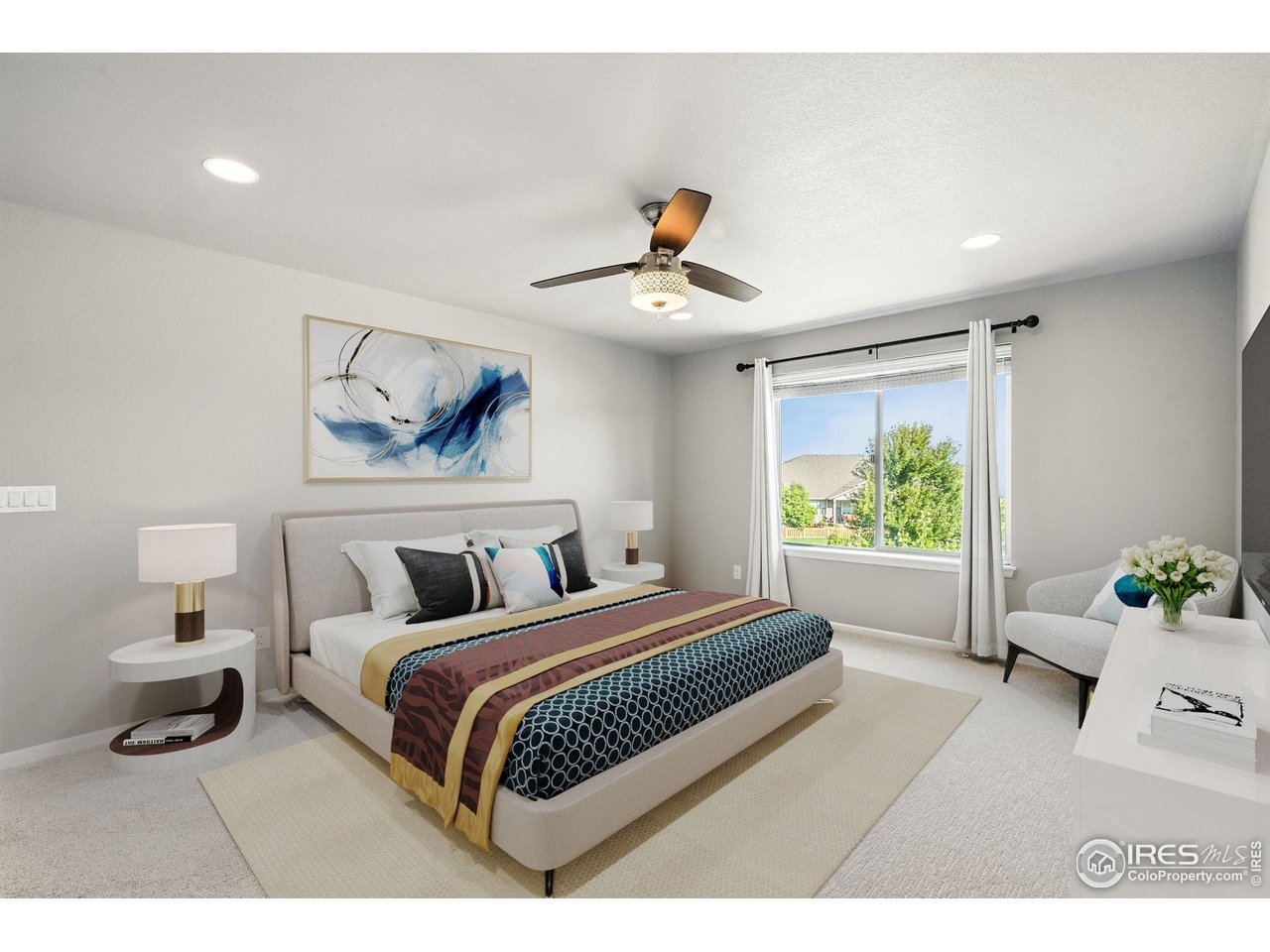 6420 Tuxedo Park Road Timnath, CO 80547 - Photo 14 of 44 a bedroom with a bed and a large window