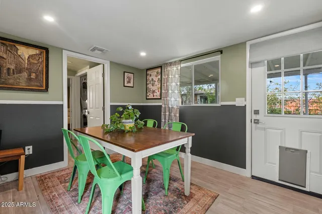 a workspace with furniture and window