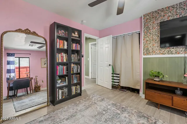 a room with furniture and closet