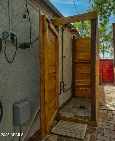 a bathroom with a shower