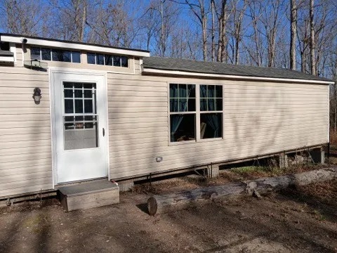 a front view of a house with windows