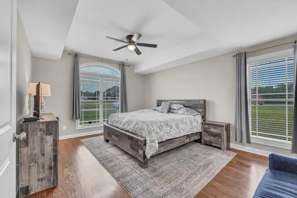 a living room with a bed furniture and a window
