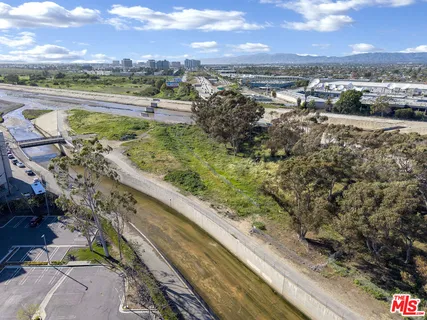 a view of a lake with a city