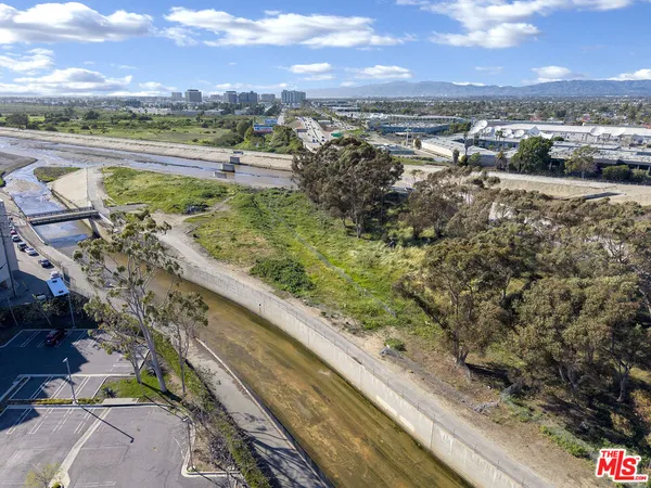 a view of a lake with a city