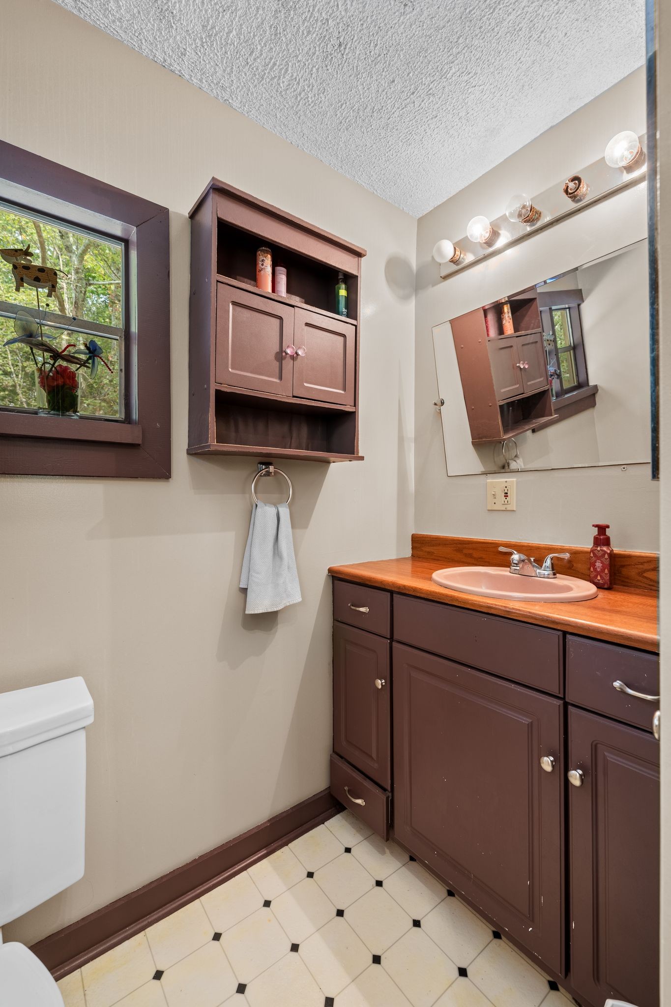6245 Greentown Road Tracy City, TN 37387 - Photo 44 of 47 a bathroom with a sink a large mirror and a toilet