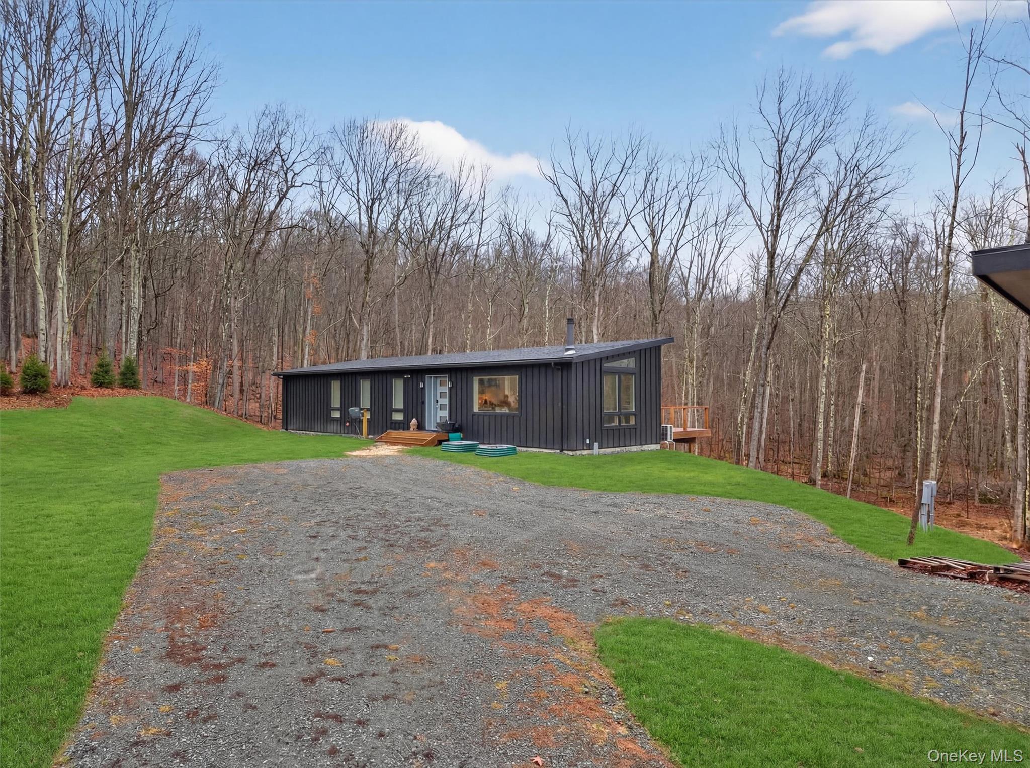 119 Lenni Lenape Road Narrowsburg, NY 12764 - Photo 3 of 40 View of front of property with a front lawn, board and batten siding, and a forest view
