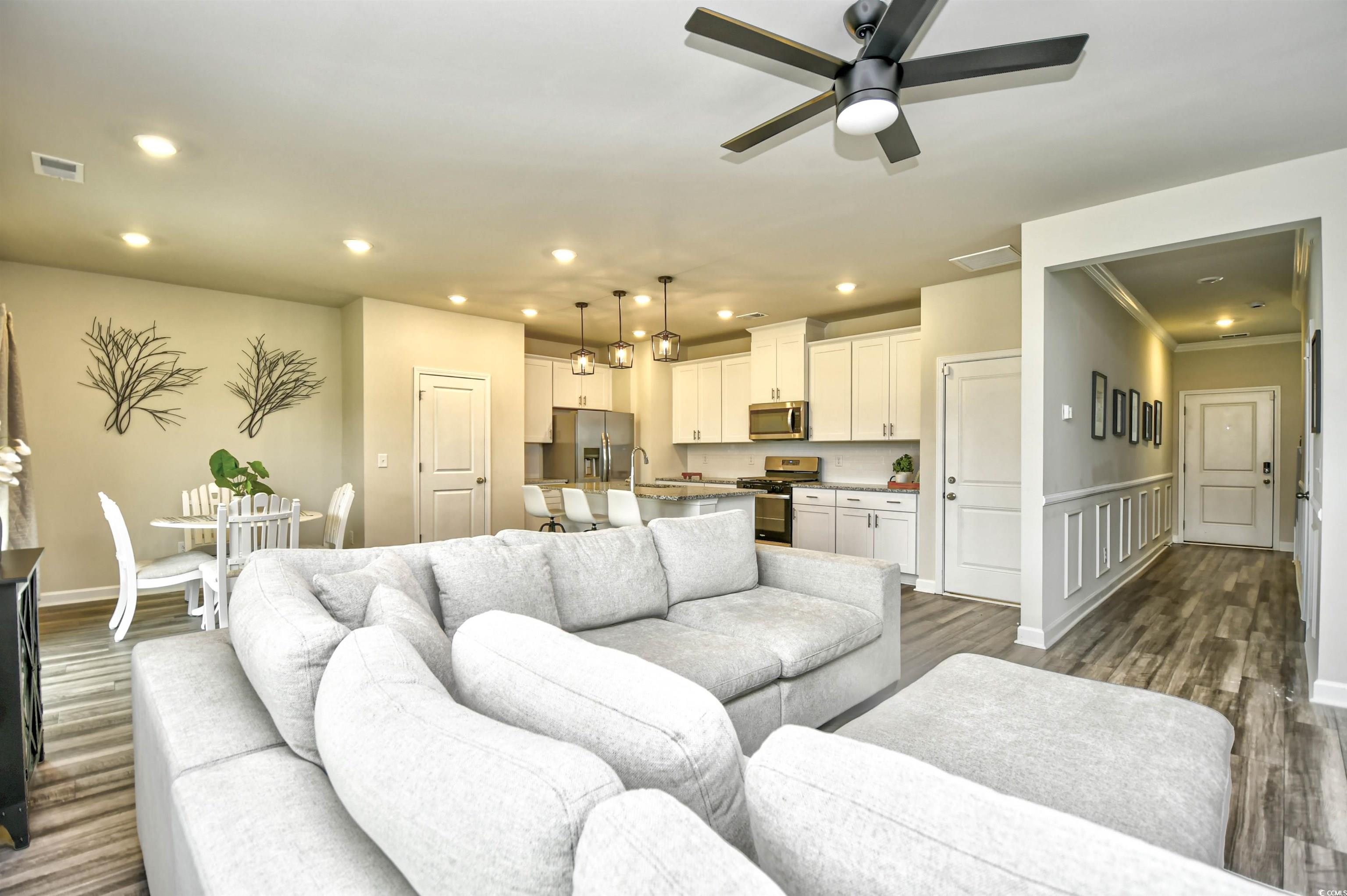 2325 Copper Crk Loop Longs, SC 29568 - Photo 9 of 40 Living room featuring recessed lighting, wood finished floors, and ceiling fan
