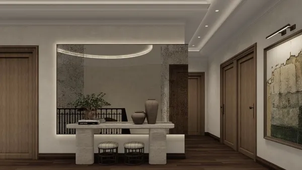a living room with furniture