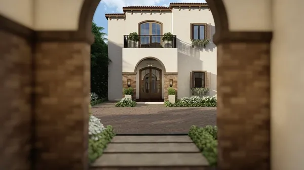 a view of a house with a garden