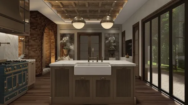 a view of a kitchen with a stove and cabinets