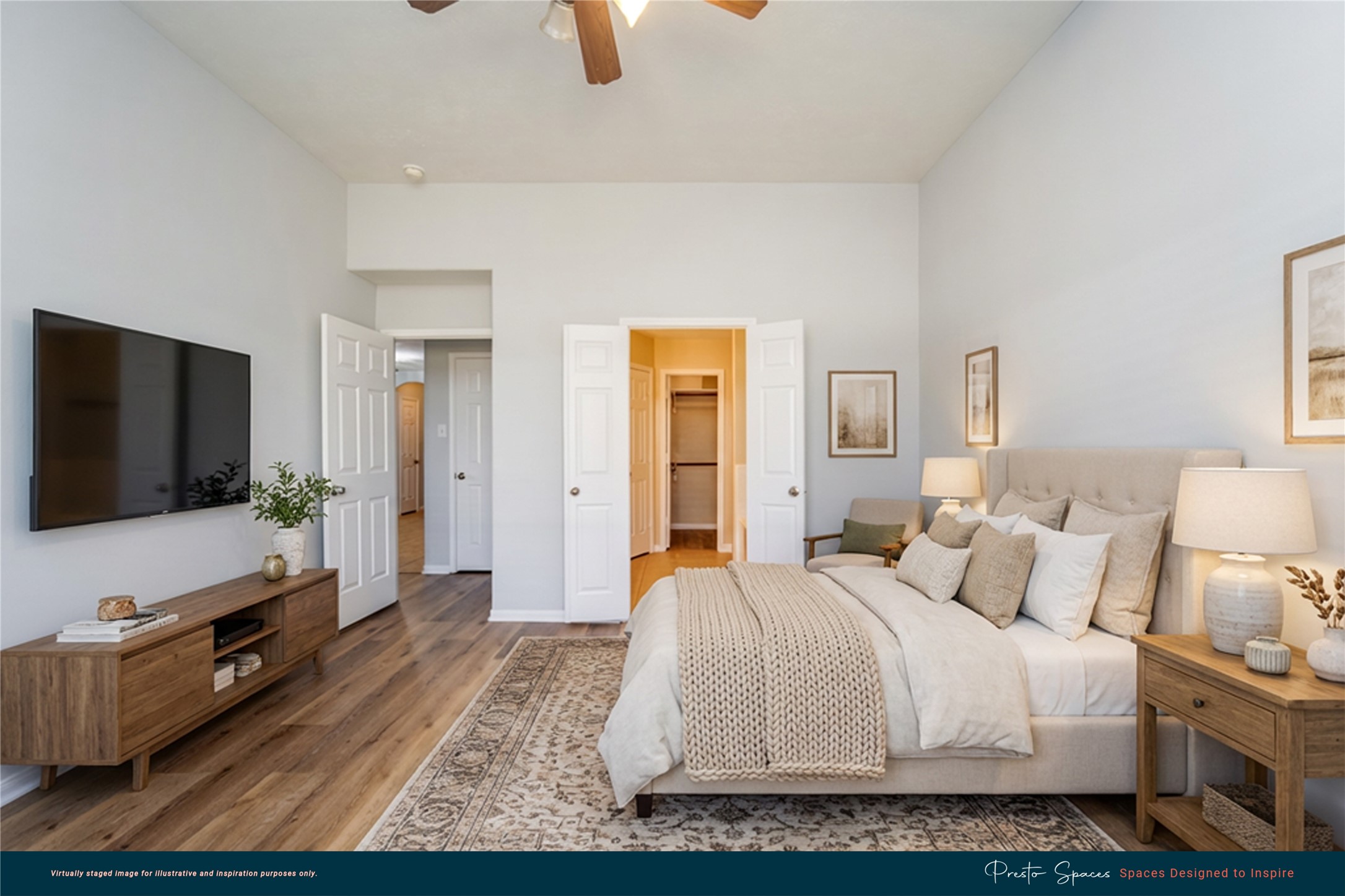 14510 Windmill Meadows Court Houston, TX 77082 - Photo 23 of 39 a bedroom with a bed and a flat tv screen on dresser