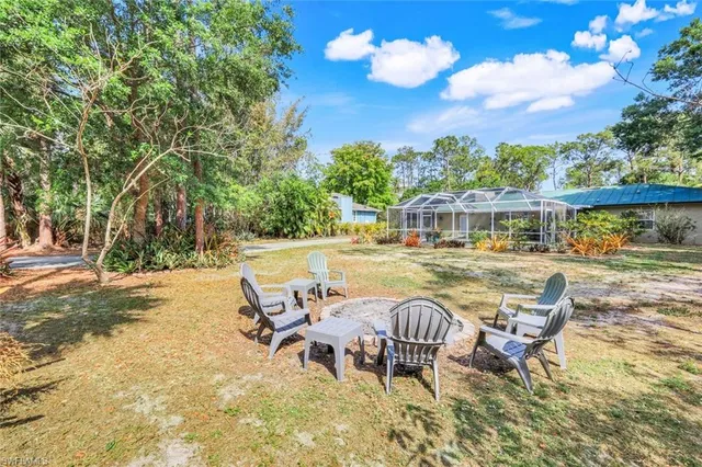 a view of a lake with a garden