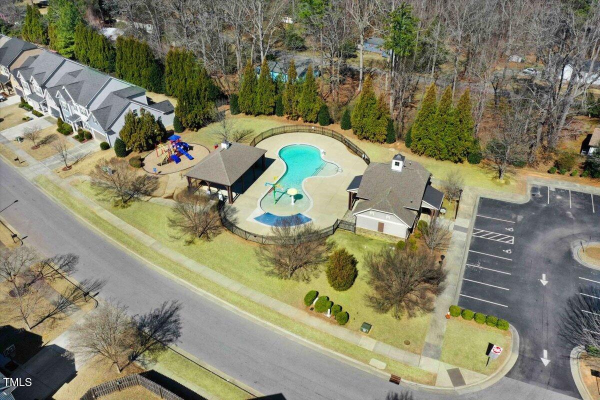 736 Wickham Ridge Road Apex, NC 27539 - Photo 32 of 41 an aerial view of a house with a garden