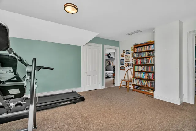 a view of a room with gym equipment