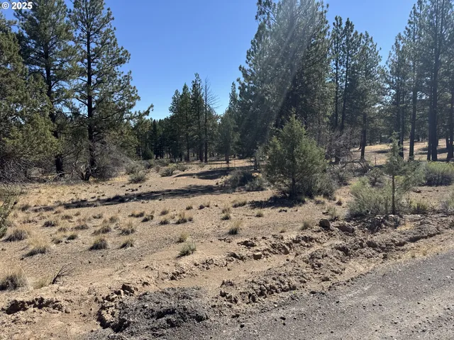 a view of a dirt road with a building in the background