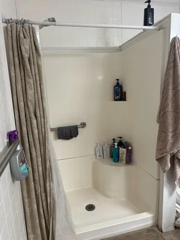 a bathroom with a shower
