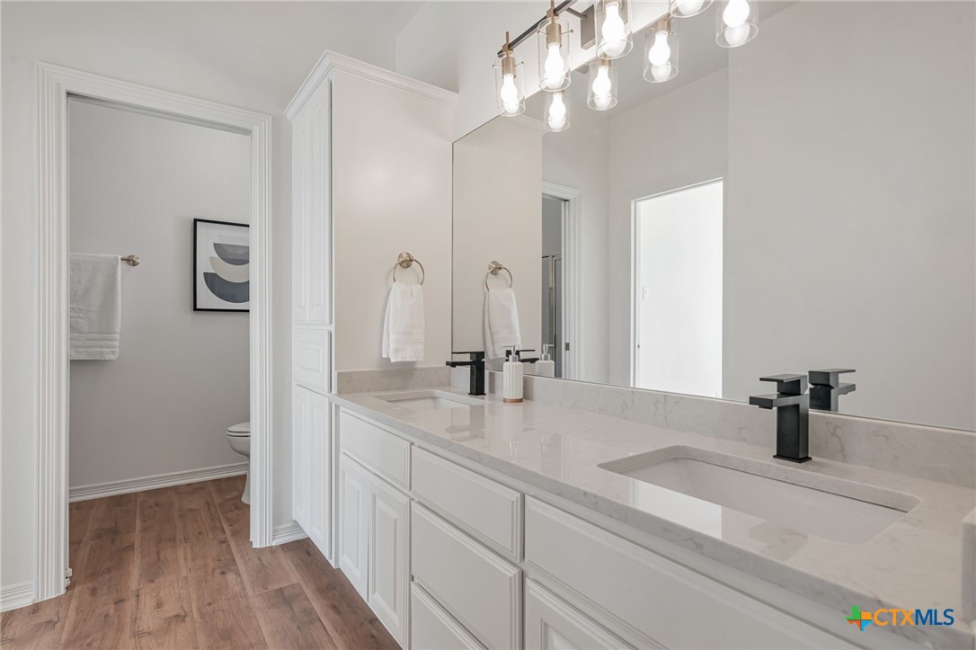 200 Tovas Secret Cove Georgetown, TX 78628 - Photo 21 of 31 a bathroom with a sink and a mirror