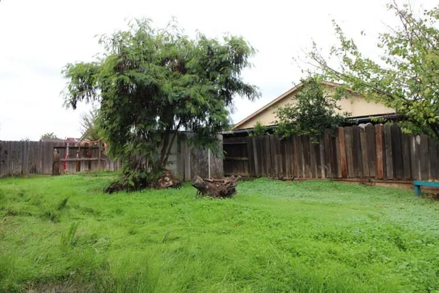 a backyard of a house with lots of green space