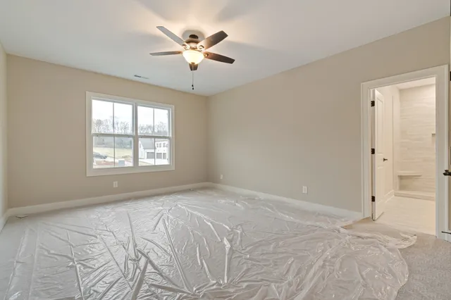 a view of a porch with wooden floor
