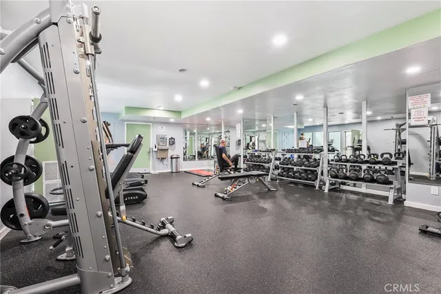 a view of a room with gym equipment