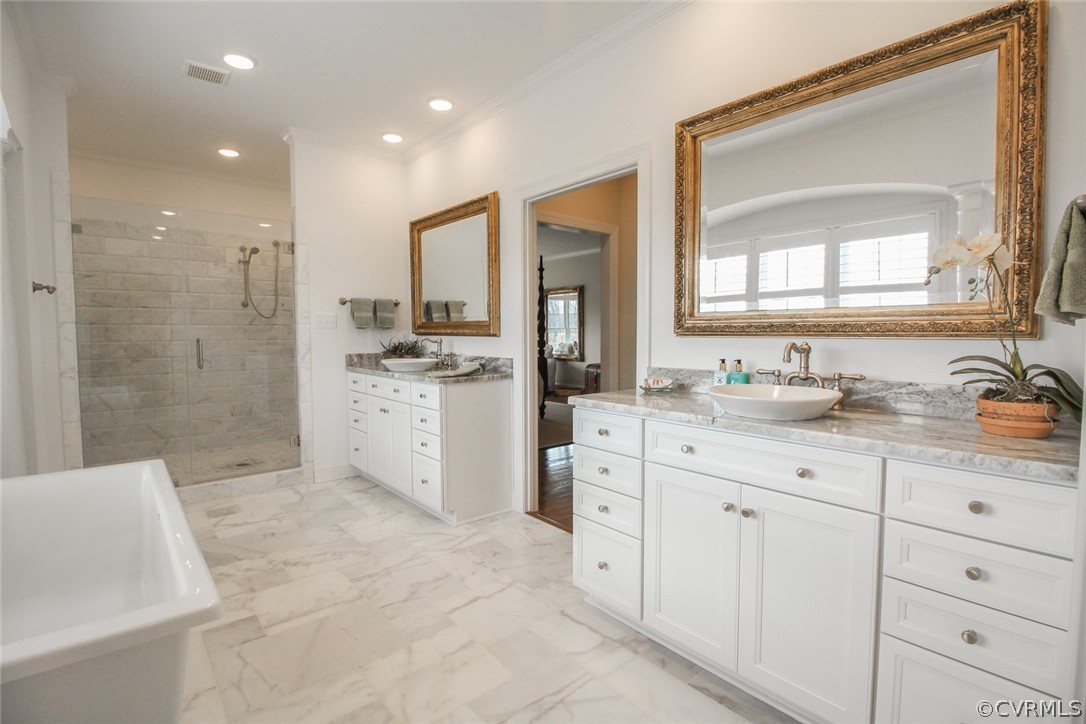 819 Lachlan Road Manakin-Sabot, VA 23103 - Photo 18 of 23 Owner's Bath with Walk-in Shower and Dual Vanities