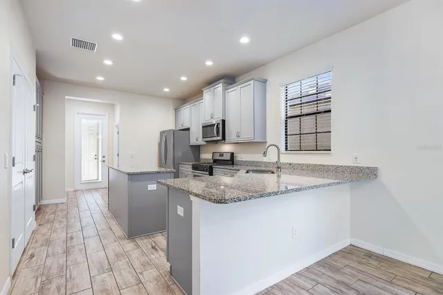 an outdoor space with furniture