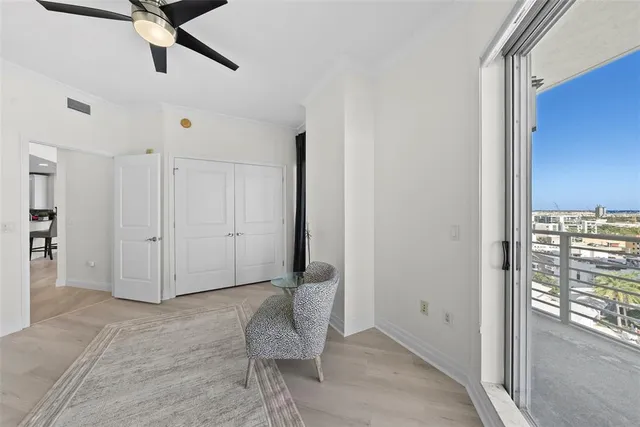 a view of room with table and chair