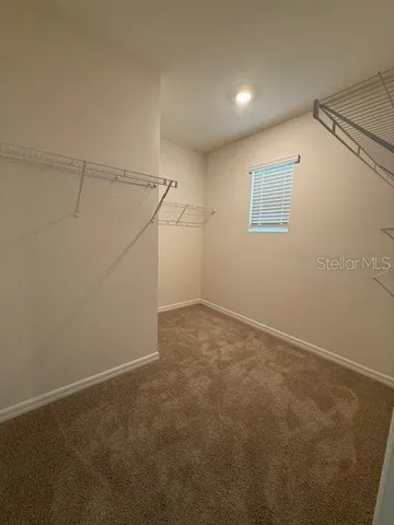 a view of a room with racks on the wall