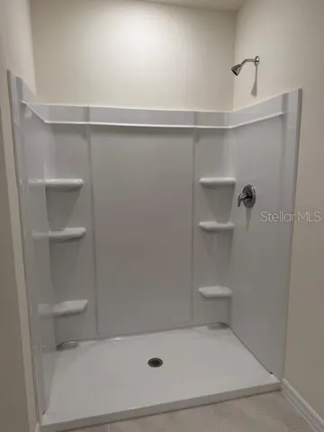 a bathroom with a shower