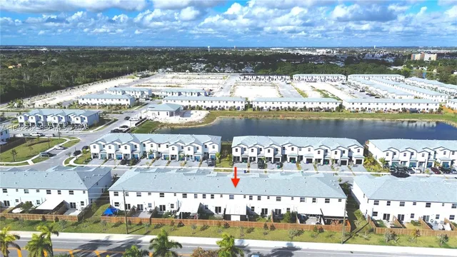 a view of a lake with a city