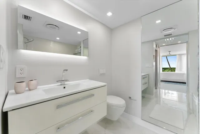 a bathroom with a toilet a sink and mirror