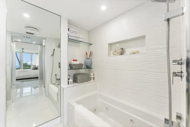 a view of a balcony with lake view