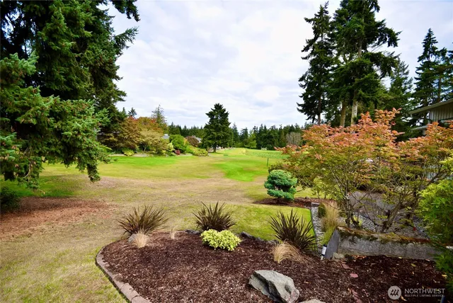 a view of a pathway with a yard
