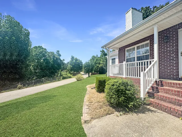 a view of a street with a houses