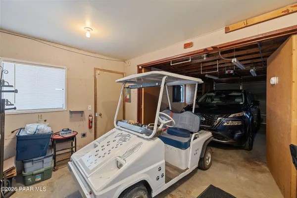 a car parked in a garage