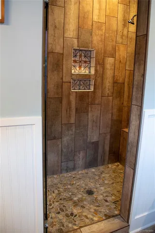 an empty room with closet