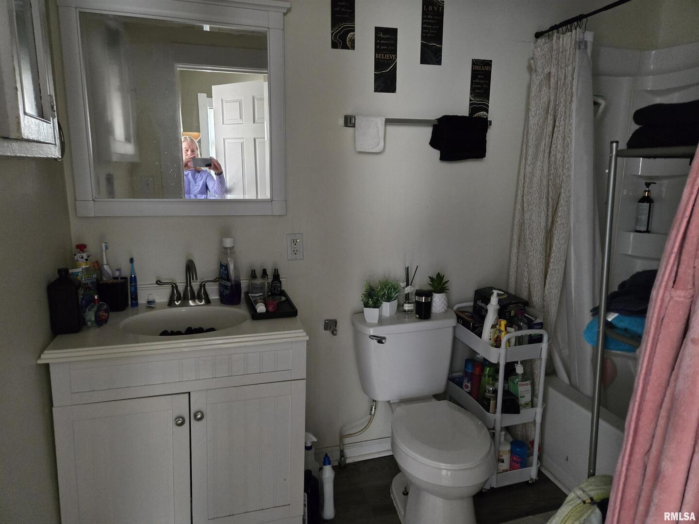 408 North Springer Street, Unit 2 Carbondale, IL 62901 - Photo 8 of 15 a bathroom with a toilet sink and mirror