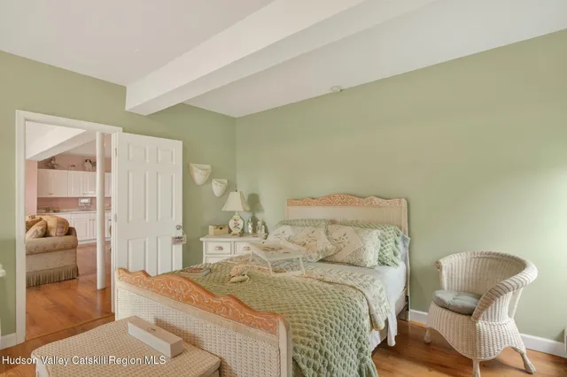 a view of a garden with houses