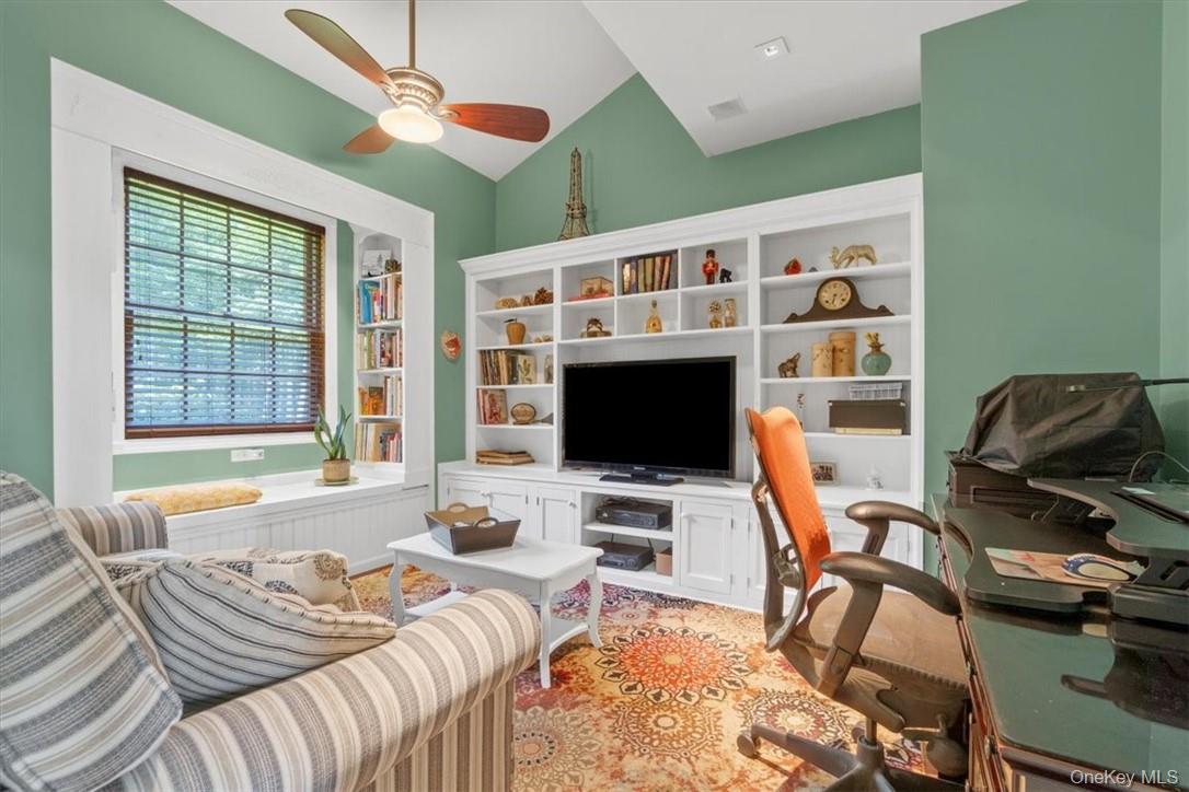 1081 East Mountain Road South Cold Spring, NY 10516 - Photo 21 of 50 5" Mahoghany flooring. Custom built in shelving w/storage bench under window