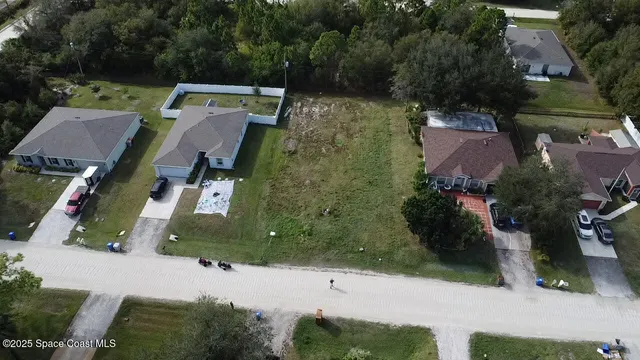 an aerial view of a house