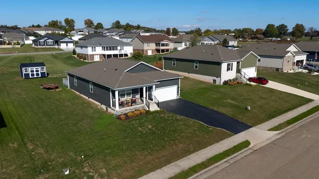 an aerial view of a house