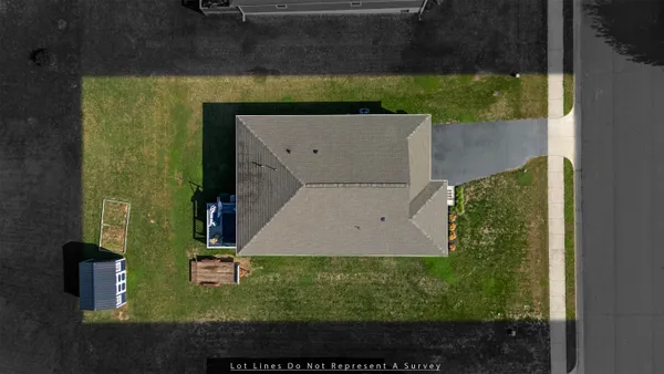an aerial view of a house